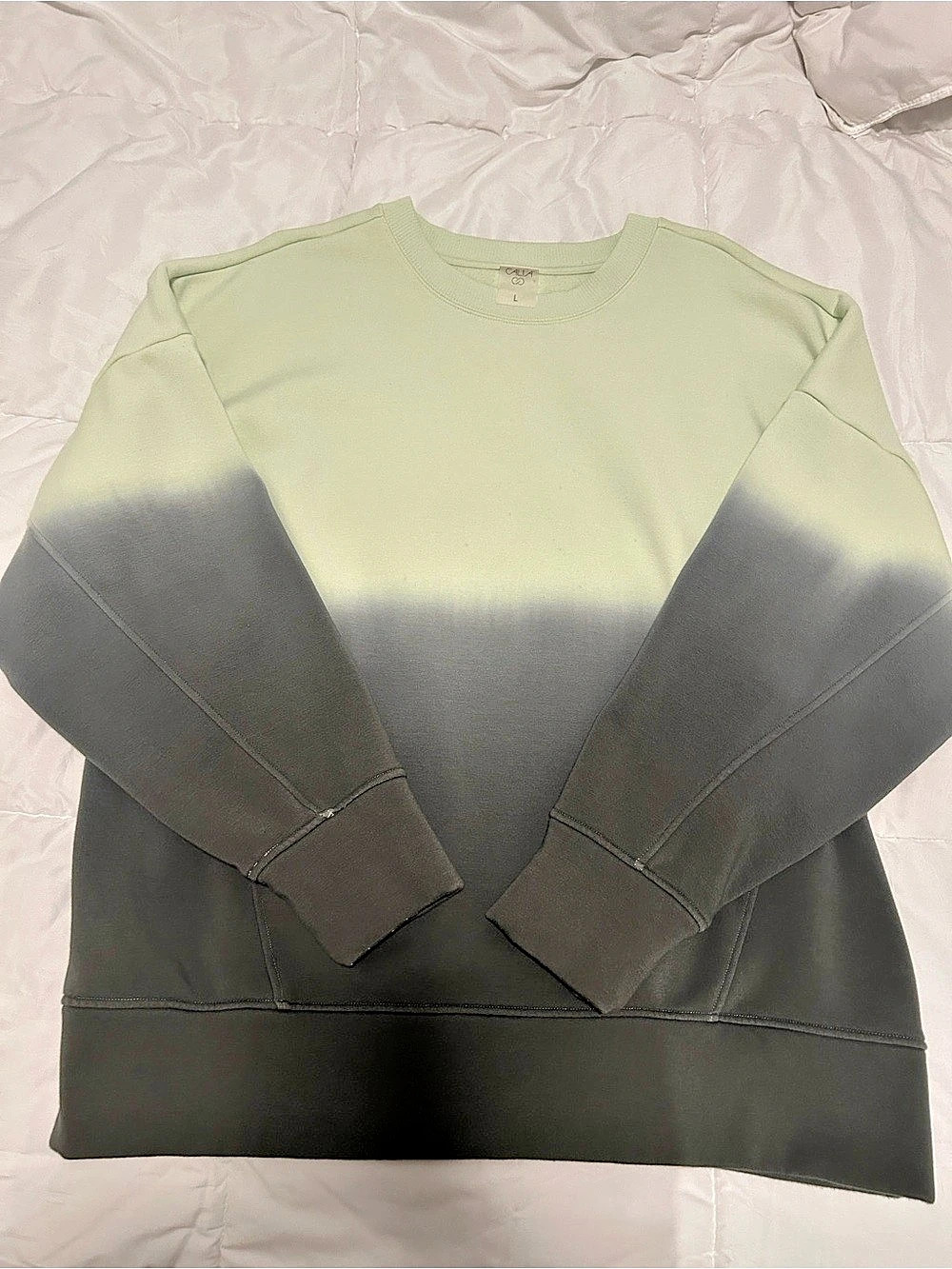 CALIA Soft Scuba Brushed Fleece Crew Sweatshirt light Green & Olive green